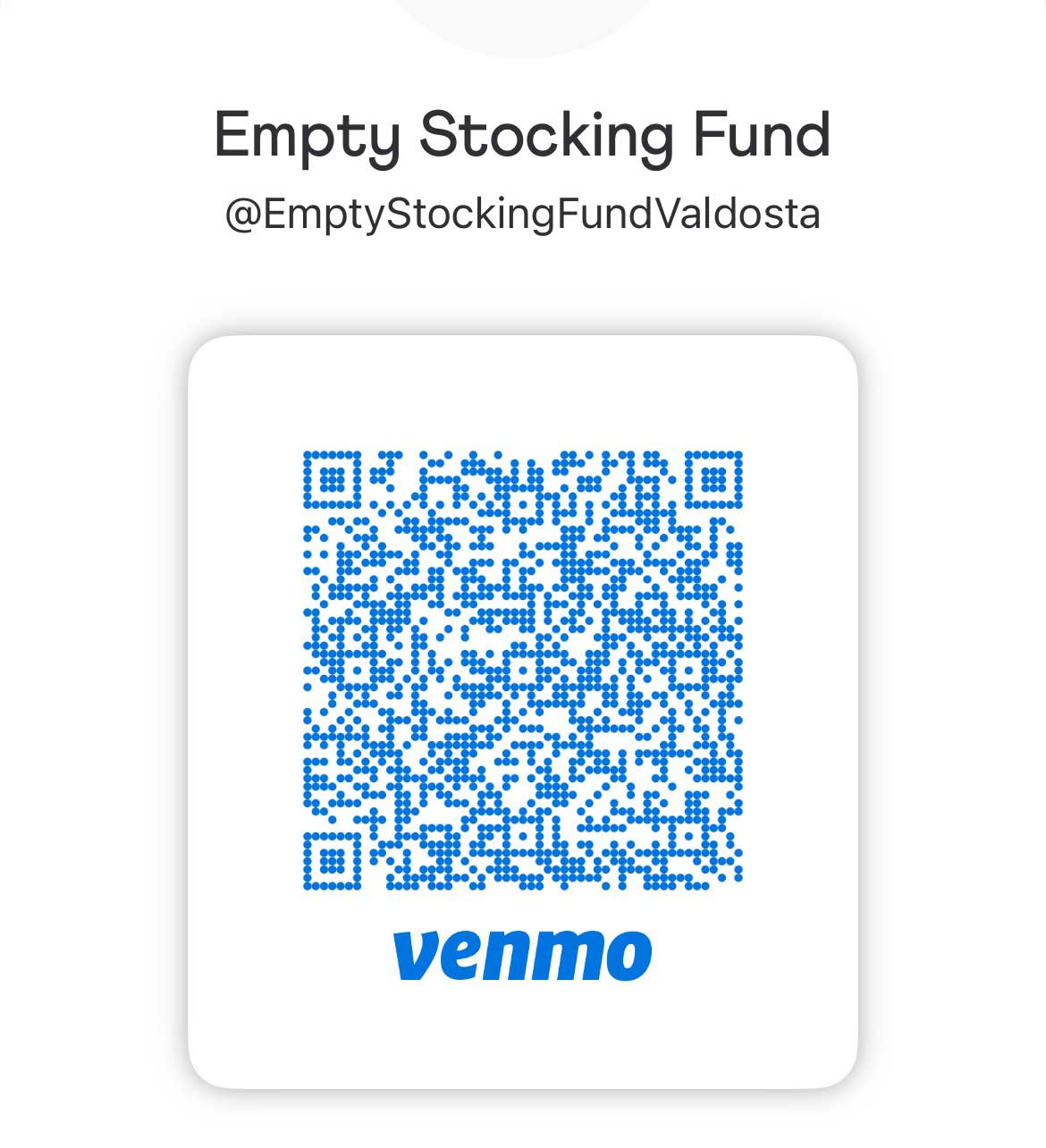 Empty Stocking Fund QR Code to donate through Venmo